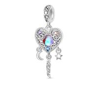 GNOCE Opal Dream Catcher Heart Pendant Charms for Bracelet 925 Sterling Silver Moonstone Dangle Charm for Women Girls Fit Bracelets/Necklace