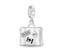 GNOCE Openable Personalized Photo Suitcase Pendant Dangle Charm 925 Sterling Silver Charm Fit Bracelet/Necklace Jewellery Gift for Women Girls Wife Daughter