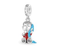 GNOCE Peanuts Linus Sitting with Blanket Pendant Dangle Charm Cute Cartoon Character Charm S925 Sterling Silver Pendant Dangle Charms for Women Wife Jewelry Gifts