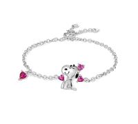 GNOCE Peanuts Snoopy Love Heart Adjustable Bracelet Charm Bracelet Cute Peanuts Snoopy Pendant Dangle Charm Bracelet Jewellery Gifs for Women