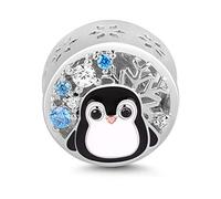 GNOCE Penguin Charm Bead 925 Sterling Silver Winter is Coming Charm with CZs Fit for Bracelet/Necklace Christmas Charm Gifts for Women Men