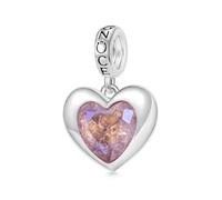 GNOCE Pink Heart Girl Power Pendant Dangle Charm Sterling Silver Charm Fit Bracelet/Necklace for Women Girls Wife Daughter