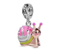 GNOCE Pinky Snail Pendant Charm Sterling Silver 18K Rose Gold Plated Dangle Charm Fit Bracelet/Necklace Gift for Women Girls Daughter