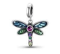 GNOCE Shiny Dragonfly Pendant Charm Sterling Silver Dangle Charm Fit Bracelet/Necklace for Women Girls Wife Daughter