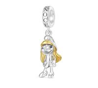 GNOCE Smurfette Pendant Dangle Charm Cute Cartoon Character Charm S925 Sterling Silver Pendant Dangle Charms for Women Wife Jewelry Gifts