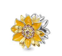 GNOCE Sparkling Sunflower Charm for Bracelet 925 Sterling Silver Bead Charms Jewelry Gift For Women Girls Wife Daughter Fit Snake Chain Bracelets