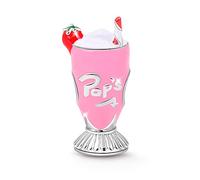 GNOCE Strawberry Milkshake Charm Bead Sterling Silver Red Enameled Charm For Bracelet/Necklace For Women Girls