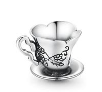 GNOCE Teacup Charm Bead 925 Sterling Silver Bead Charms for Pandora Bracelets Coffee Cup Bead Charms for Snake Chain Charms Bracelet Women Jewellery Birthday Gifts