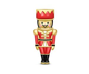 GNOCE The Nutcracker Robot Police Charms Yellow Gold Plated Nutcracker 925 Sterling Silver Charm Bead Fit Bracelet/Necklace for Girl Women