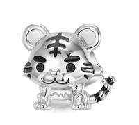 GNOCE Tiger Charm Bead 925 Sterling Silver 18K Gold Plated Charm Fit Bracelet/Necklace for Women Girls Wife Daughter (Tiger Baby)