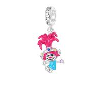 GNOCE Trolls 925 Sterling Silver Beads Charms Poppy & Branch Pendant Dangle Charm Cute Trolls Character Charms Jewelry Gift for Women Men