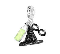 GNOCE Wicked Elphaba & Glinda Pave Diamond Charm Wicked Series Character Pendant 925 Sterling Silver Charm Beads Fit Bracelet/Necklace for Women Wife Fans Jewellery Gift