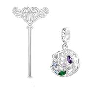 GNOCE Wireless LED Glow Star Moon Pendant Dangle Charm 925 Sterling Silver Charm Fit Bracelet/Necklace Jewellery Gift for Women Wife