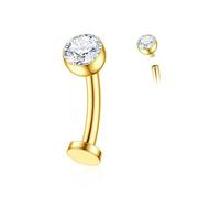 Gnoliew 14G Titanium Floating Belly Button Rings for Women Flat Back Belly Rings 8mm/10mm/12mm/14mm Belly Piercing Jewelry, 10MM, Titanium Cubic Zirconia, cubic zirconia
