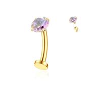 Gnoliew 14G Titanium Floating Belly Button Rings for Women Flat Back Belly Rings 8mm/10mm/12mm/14mm Belly Piercing Jewelry, 8 mm, Titanium Cubic Zirconia, cubic zirconia