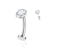 Gnoliew 14G Titanium Floating Belly Button Rings for Women Flat Back Belly Rings 8mm/10mm/12mm/14mm Belly Piercing Jewelry, 12MM, Titanium Cubic Zirconia, cubic zirconia