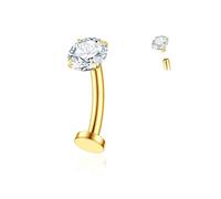 Gnoliew 14G Titanium Floating Belly Button Rings for Women Flat Back Belly Rings 8mm/10mm/12mm/14mm Belly Piercing Jewelry, 10MM, Titanium Cubic Zirconia, cubic zirconia