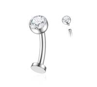 Gnoliew 14G Titanium Floating Belly Button Rings for Women Flat Back Belly Rings 8mm/10mm/12mm/14mm Belly Piercing Jewelry, 8 mm, Titanium Cubic Zirconia, cubic zirconia