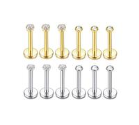 Gnoliew 20G 18G 316L Stainless Steel Labret Monroe Lip Ring Studs Cartilage Helix Tragus Conch Daith Nose Piercing Jewelry, Metal Cubic Zirconia, cubic zirconia