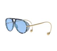 GNOLONG Vintage Oversized Pilot Sunglasses Double Bridge Large Big Frame Sun Glasses 70s Round Eyewear UV400 for Women Men (Leopard Blue)