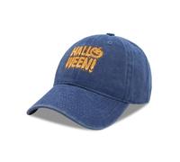 GNOLONG Vintage Washed Cotton Baseball Cap - Embroidery Ghost Printing Pumpkin Dad Hat Adjustable Unisex for Hip Hop Halloween (UK, Alpha, One Size, Standard, Pumpkin RoyalBlue)