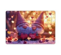 Gnome 130 Piece Valentine Puzzle Set Valentine's Day Gnomes Embracing Heart Puzzle For Kids Educational Puzzles Great For Family Game Night Yesteryear (Gold, 21x30cm)