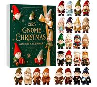 Gnome 2025 Advent Calendars, 2D Flat Acrylic Dwarf Pendant, 24 Days Christmas Countdown Calendar, Gnome Wonderland Advent Holiday Ornament (Green)