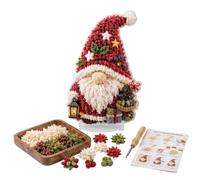 Gnome 3D Fabric Poke Art Kit - No-Sew Craft with Gnome Designs，Red | 3D Christmas Dwarf Fabric Craft Set with Instruction, soft fabric pieces, for seasonal home decor and creative gifting