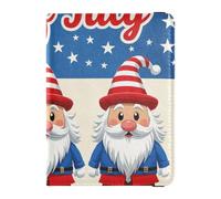 Gnome 4th Of July Independence Day Blue Leather family passport holder for travel Vaccine Case Protector Cover Cute Passport Book for women Waterproof, gnome 4th of July Independence Day blue, One