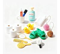 Gnome Accessories, 17 Pieces Gnome Accessories, Bathroom Gnome Door Set, Christmas Dollhouse Accessories, Decoration, Christmas Gnome Gnome Wash Set, Miniature Bathroom Accessories with Slippers, Duck