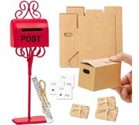 Gnome Accessories Christmas, 11 Pieces Gnome Letter Box Set, Miniature Moving Boxes, Postbox for Secret Santa Door Decoration and 1/12 Doll's House, Secret Santa Letterbox, Secret Santa Accessories