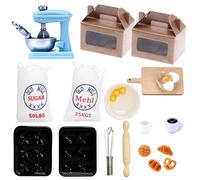 Gnome Accessories Christmas, 21 Pieces Miniature Gnome Accessories Baking Set, Miniature Eggs Flour Sack Whisk Rolling Pin Scales 1:12 Miniature Kitchen Accessories for Gnome Door Christmas Decoration