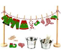 Gnome Accessories Christmas, Gnome Clothing Miniature Clothes Airer Set, Miniature Accessories Gnome Set Christmas Complete Gnome Door, Dollhouse Accessories, Christmas Elf Christmas Gnome Accessories