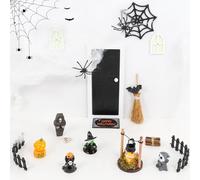 Gnome Accessories Halloween, Gnome Door Set, 24 Miniature Gnome Pranks Accessories Skeletons Campfire Spiders Bats Pumpkin Elf Ghost Halloween Autumn Party Decoration