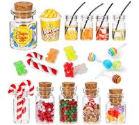 Gnome Accessories, Miniature Christmas Sweets and Drinking Set with Lolli Gummy Bears for Christmas Market, Mini 1:12 Candy Stands, Christmas Gnome Accessories for Gnome Door, Dollhouse Decoration