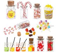 Gnome Accessories, Pack of 11 Miniature Decorative Sweets Christmas, Miniature Christmas Sweets and Drinking Set, Dollhouse Accessories with Lolli Gummy Bears for Gnome Door, Dollhouse Decoration