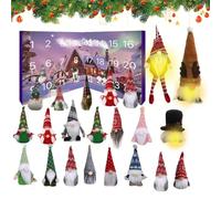 Gnome Advent Calendar 2025, Christmas 24PCS Gnomes Ornaments Countdown Calendar with 3 Light Up Gnomes,Xmas Decorative Gonks Dwarf Plush Doll Figurines For Adults Kids (B)