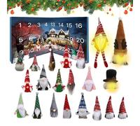 Gnome Advent Calendar 2025, Christmas 24PCS Gnomes Ornaments Countdown Calendar with 3 Light Up Gnomes,Xmas Decorative Gonks Dwarf Plush Doll Figurines For Adults Kids (C)