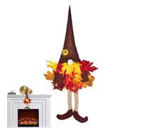 Gnome Autumn Wreath - Illuminated Fireplace Gnome Maple Leaves Decoration, Autumn Wreath for Thanksgiving Table Mantle Kitchen Window and for Kitchen Living Room Festive Holidays Thanksgiving Party
