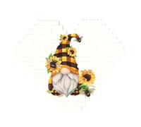 Gnome Bee Yellow Floral Print Building Brick Block Puzzle - Heart Shaped Picture Puzzles, Wooden Picture Jigsaw Puzzles