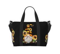Gnome Bee Yellow Floral Printed Travel Duffel Bag Foldable Gym Duffel Bag Suitable for Travel Work Gym etc