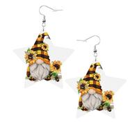 Gnome Bee Yellow Floral Prints Leather star earrings Pendant Stylish and light Lightweight Dangle for Women Girls, One Size, Leather, No Gemstone