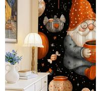 Gnome Blackout Curtains, Fall Fanciful Pumpkin Candy Halloween Orange Thermal Insulated Window Curtain Panels for Apartment Living Room Bedroom 52x95 Inch