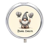 Gnome Brain Can-CER Small Pill Organizer with 3 Compartments Travel Medicine Case Portable Round Vitamin Storage Box