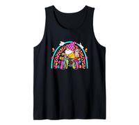 Gnome Carrying Bunny Ragdoll Cat On Bicycle Easter Rainbow Tank Top