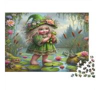 Gnome Child Jigsaw Puzzle Lily Pad Pond 1000Pc Recycled Paper Adults Jigsaws Fun Activity Home Stimulate Brain Thinking Great Gift Idea 52x38cm/1000pcs