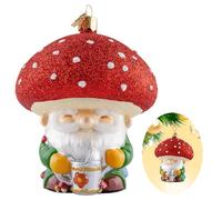Gnome Christmas Ornaments,Hand-Blown Glass Ornaments for Tree,Personalized Red Mushroom Gnome Collection Figurines Hanging Ornaments,Christmas Decorations for Gnome Lovers Holiday Party Gifts