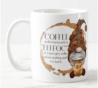 Gnome Coffee Spelled Backwards is EEFFOC & i Dont give eeffoc abaut Anything Until I've had it Novelty Coloured Mug Cup Gift Birthday Work Office Christmas Tea Coffee (White)