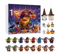 Gnome Countdown Calendar | 24-Day Gnome Ornament Halloween Countdown Calendar - 2D Acrylic 3D Resin Decoration Keepsake for Kids Boys Girls Adults Wall Mantel Tree