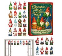 Gnome Countdown Calendar | 24 Days Gnome Figures Pendants Christmas Calendar - Flat Charm for Men Women December Holiday Window Shelf Table Car Entryway Office Shops Party Teens Kids Boys
